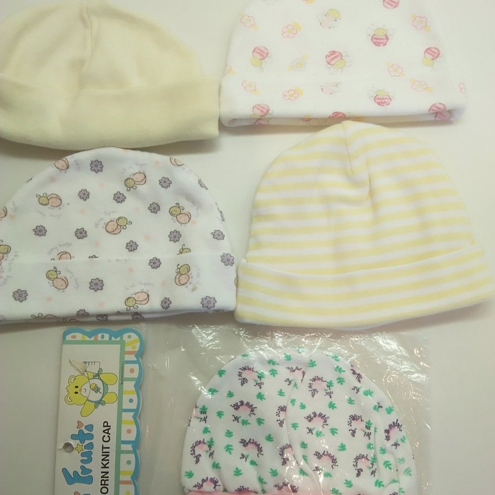 5 Knitted Caps for Newborn Baby Girl